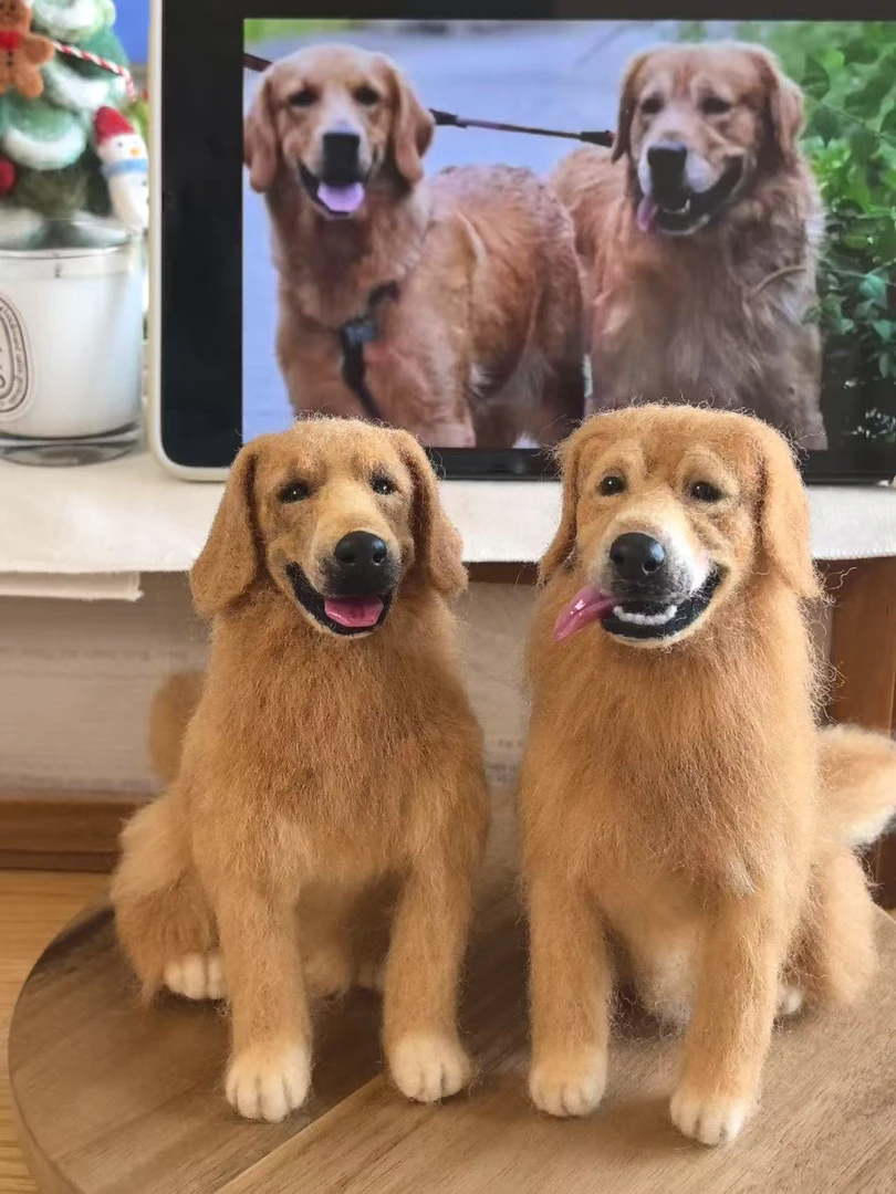 【手工定制】羊毛毡纪念仿真宠物猫咪狗狗立体定制宠物羊毛毡定制