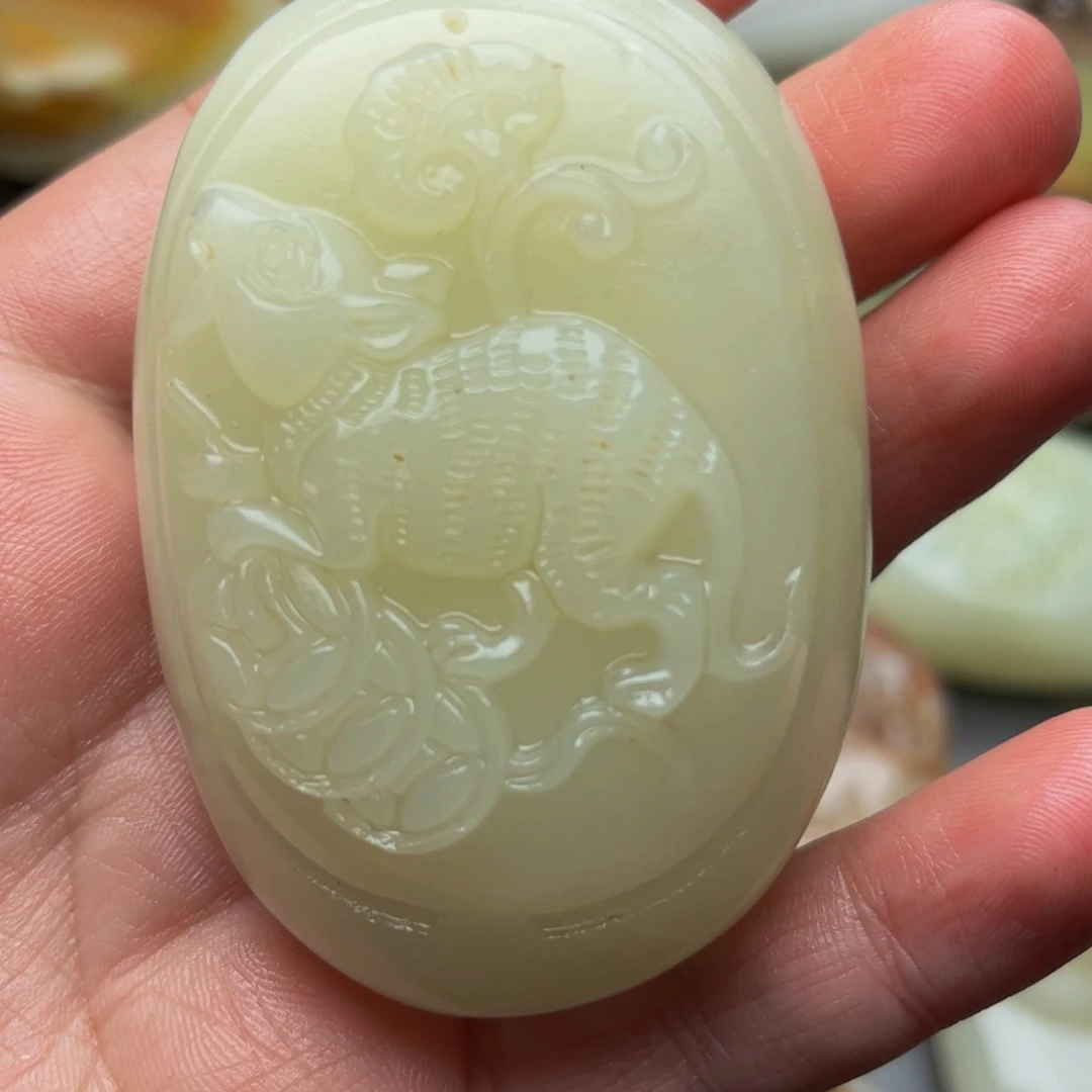 石材方解石手把件