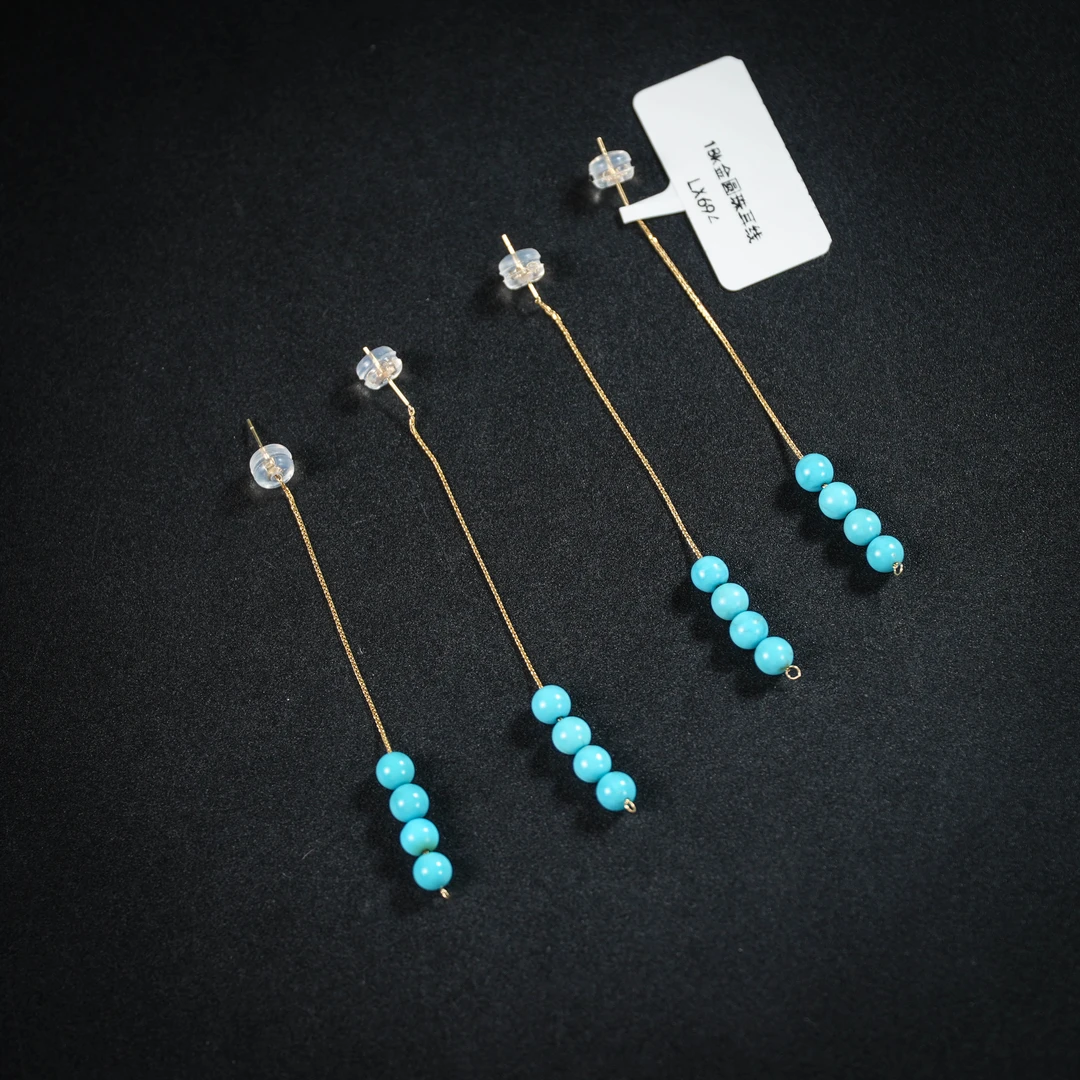 【老掌柜】18k/绿松石耳环/多样性发货 发一件  DKT030929