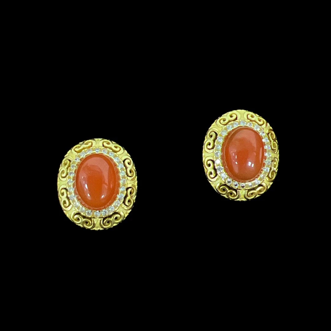 V2945南红耳钉（多样性，发一）