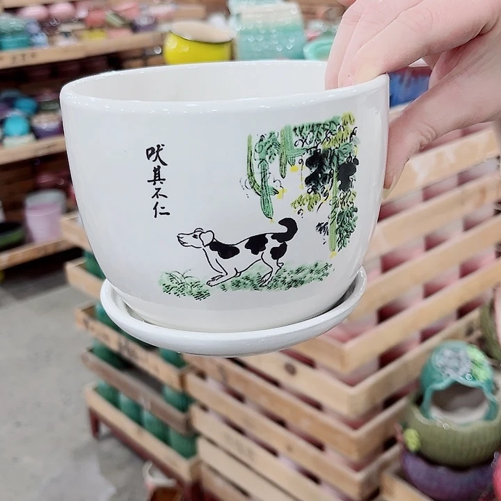 陶瓷花盆有带冰裂效果