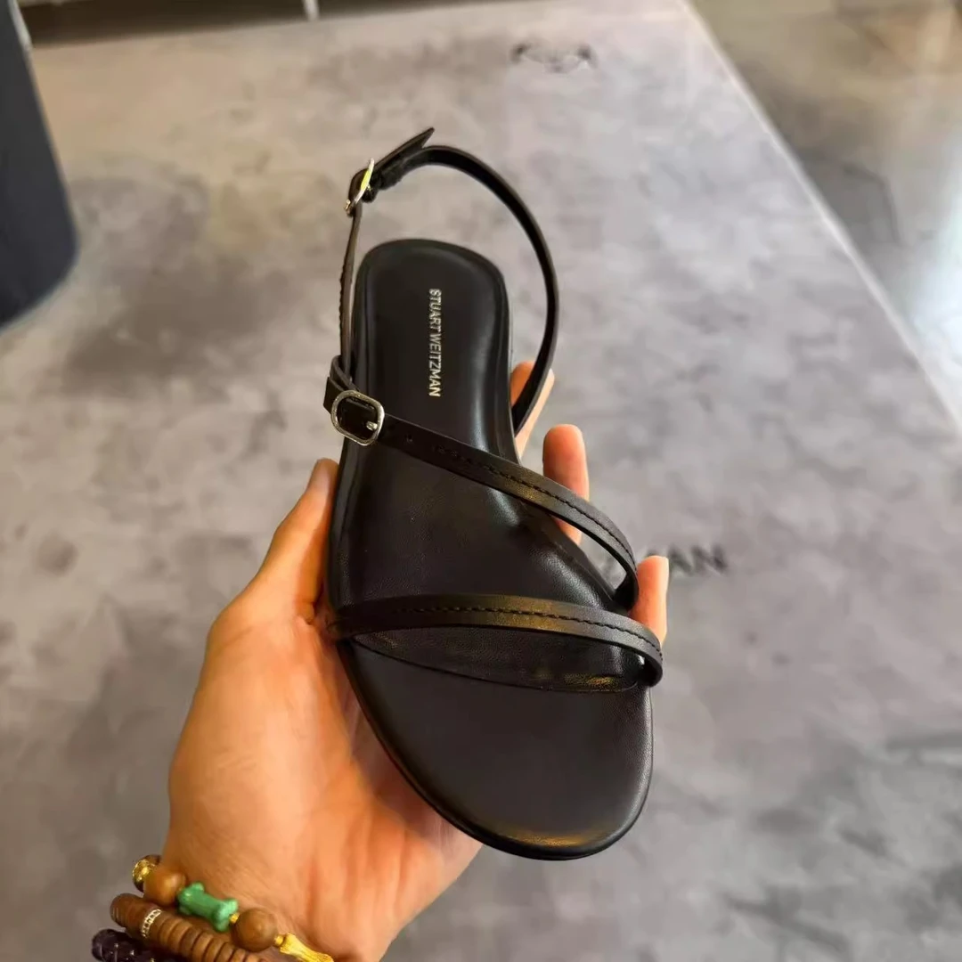 STUART WEITZMAN 圆头细带低跟凉鞋KENNA SANDAL