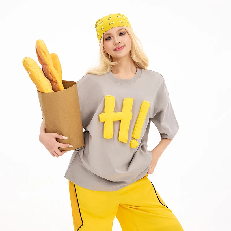 【BANJOUR奢品】SQQZPROJECT300g立体塞棉Hi字母短袖T恤鸡米花