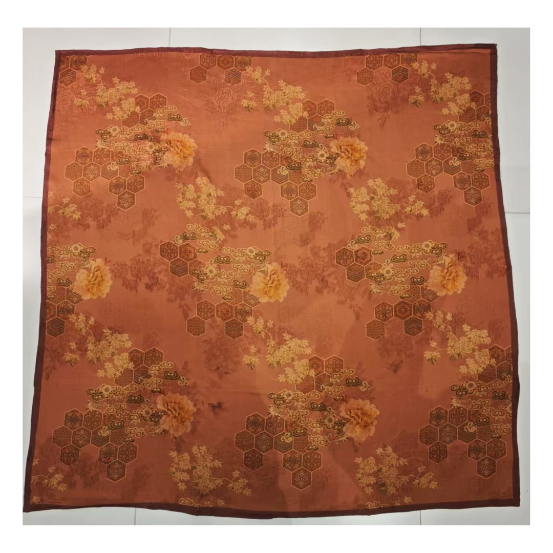 宫丽年终回馈粉丝108x108cm6A纯100桑蚕丝香云纱冠乐绉丝巾