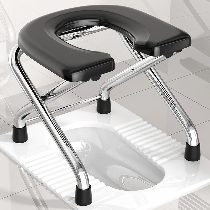 不锈钢加厚可折叠坐便椅老人孕妇适用防滑移动家用坐便凳坐便器