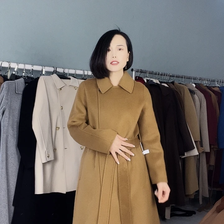 双面呢大衣L码驼色