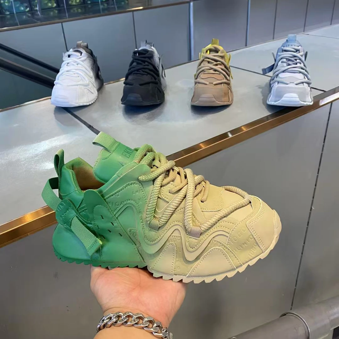 2025秋季新款时尚潮流百搭手工包底个性拼色男款休闲鞋（皮鞋码）