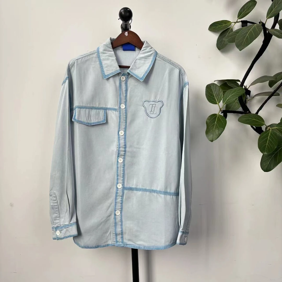 Q-25 25新款潮牌拼色水洗翻领牛仔外套 30207