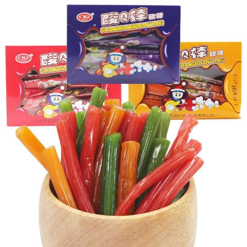 怀旧诚宝庄酸之棒软糖酸棒水果味麦芽拉丝粘牙糖拉丝牙签软糖果