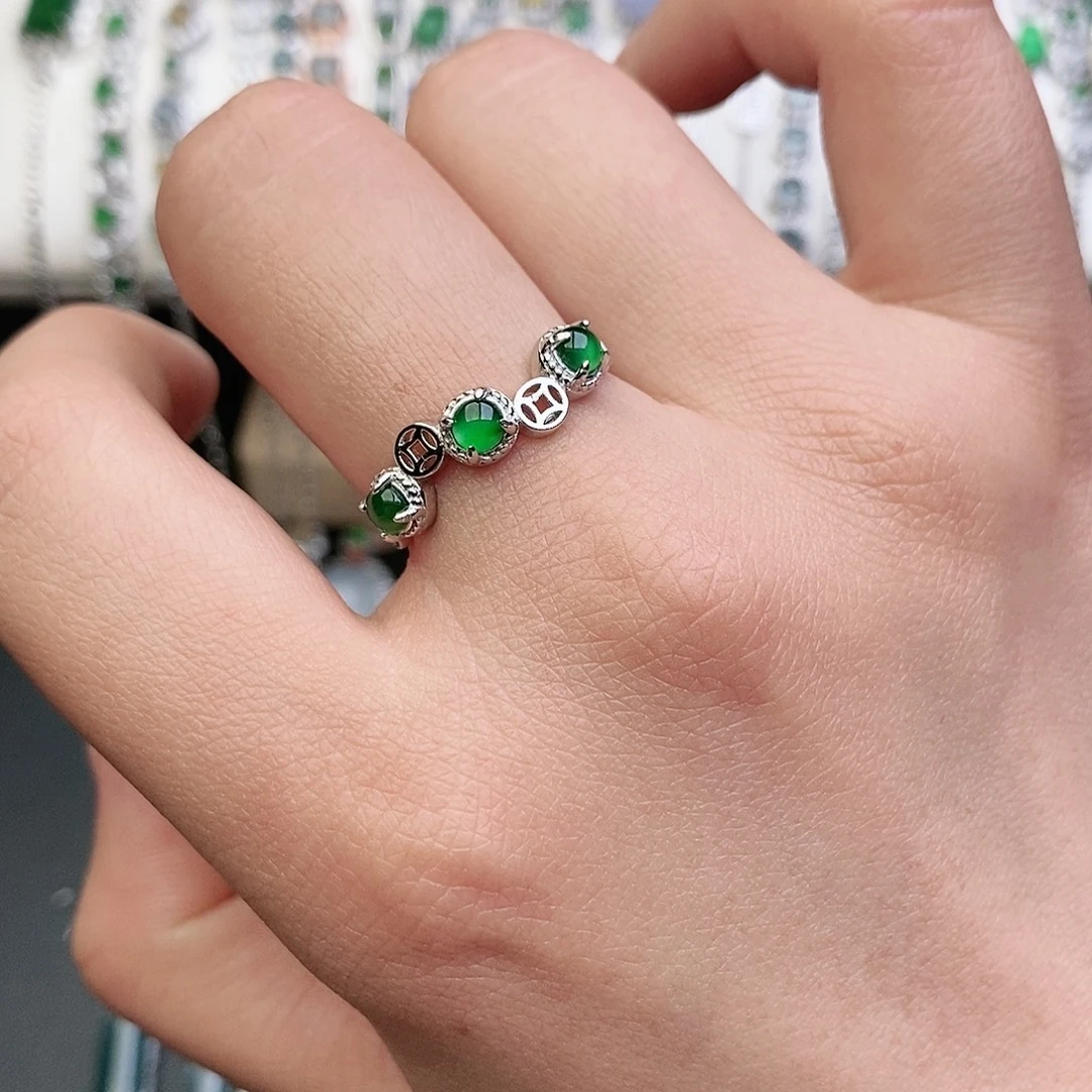 翡翠银S925镶嵌戒指