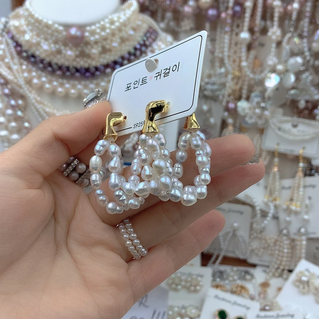 淡水珍珠耳饰银S925镶嵌