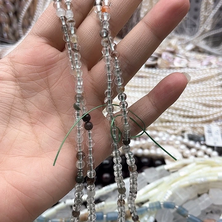 未镶嵌玛瑙/玉髓珠宝半成品一条4.5mm左右幽灵水晶多圈