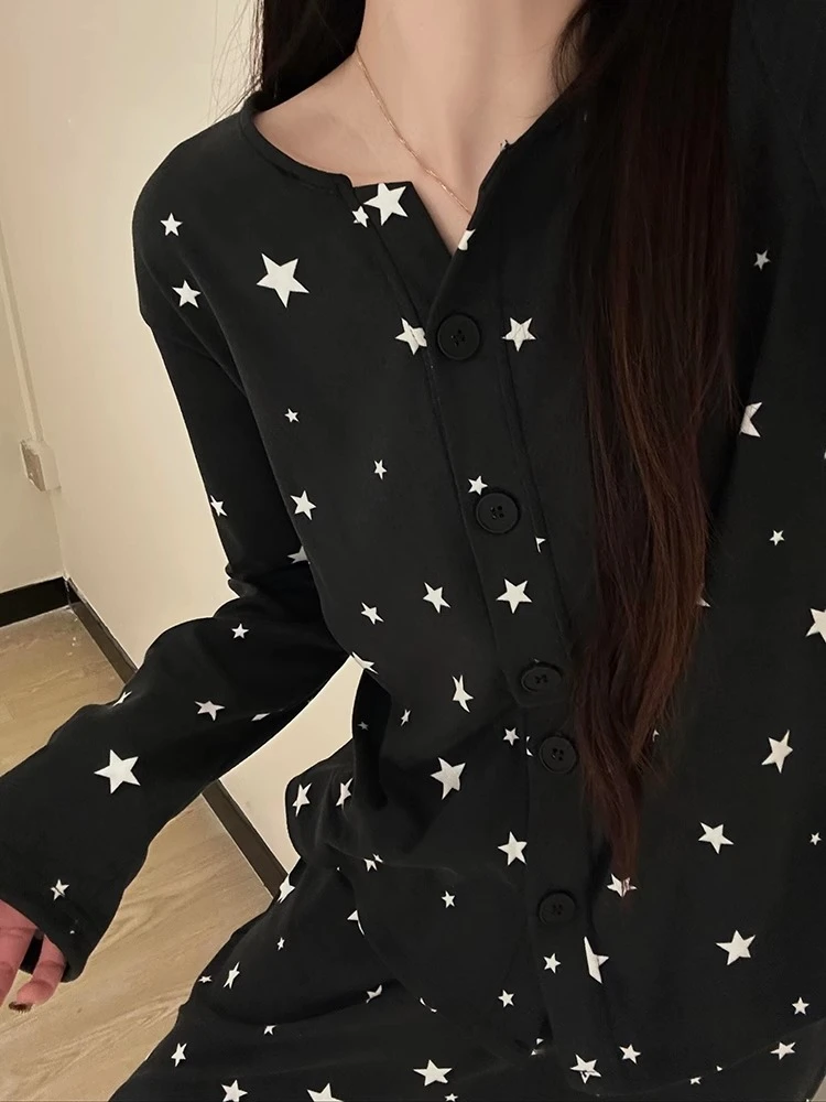 【DMXJ大梦想家】少女星星印花德绒睡衣女春秋2025新款家居服两件套