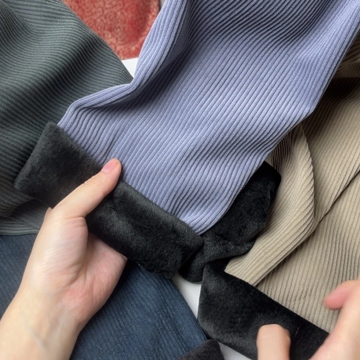 混纺紫灰灯芯绒1米