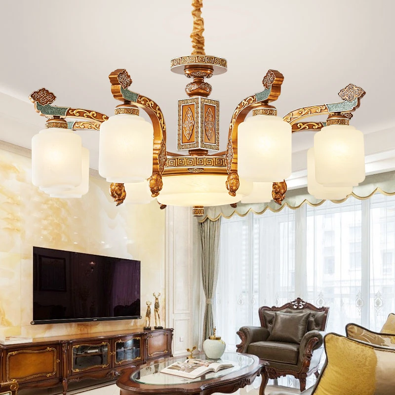 藏式客厅吊灯2025年新款欧式复古大气别墅复式楼餐厅卧室树脂灯具