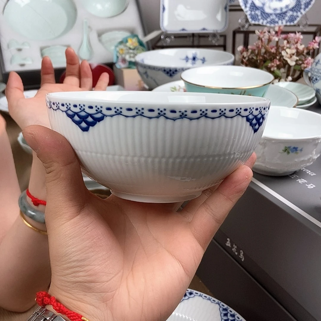 瓷片厚皮橙同款新品公主蓝面碗