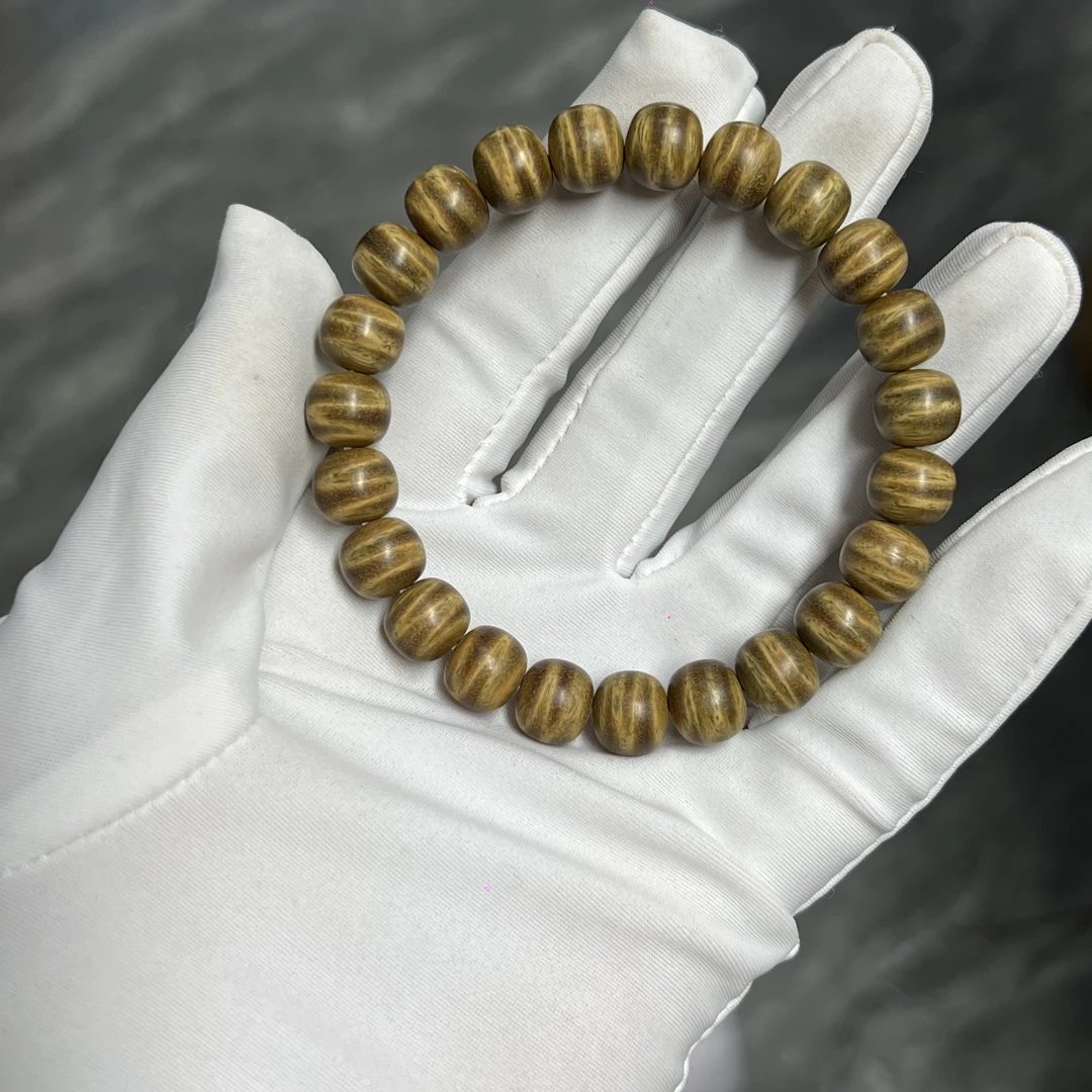 【何先生】阿根廷绿檀木同料精工无胶磨水波纹老型单圈手串