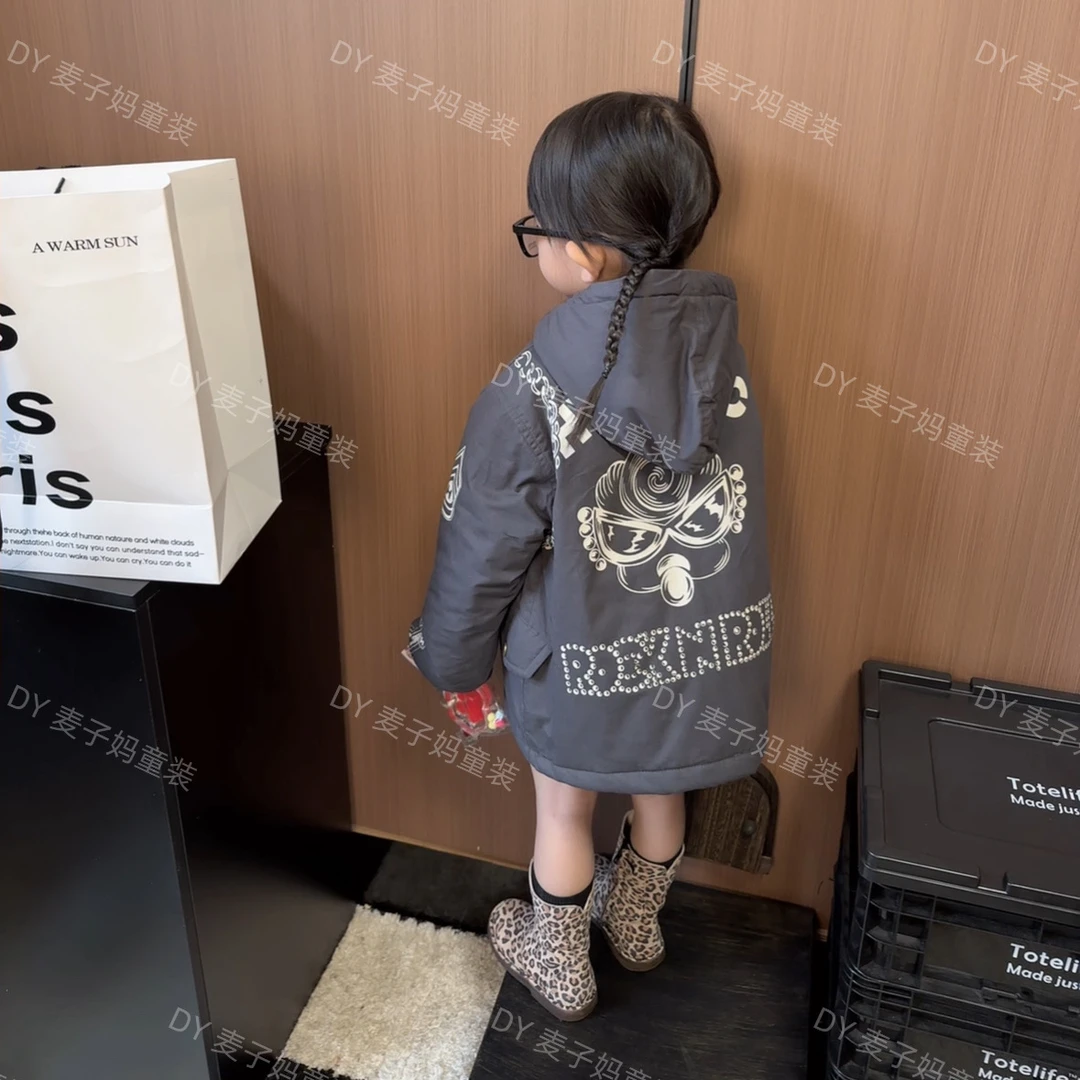 现MZ.儿童冬季新款超超大头奶嘴棉服日系长款保暖外套2129
