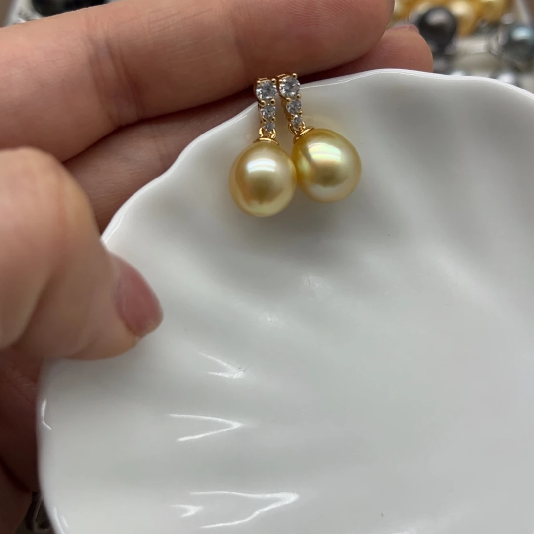 耳饰银S925镶嵌海水珍珠