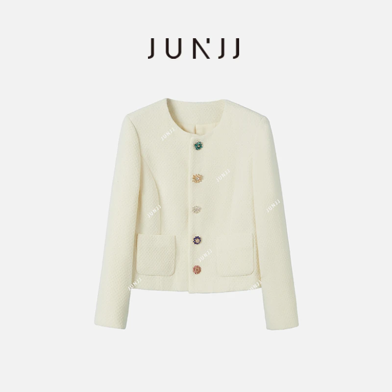 JUNJJ【雪白极光】2024年秋季女时尚士轻奢气质百搭休闲小香风外套