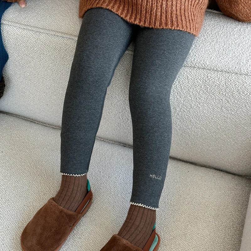 秋冬加绒加厚女童打底裤宝宝95棉外穿韩版儿童羊羔绒一体裤冬季