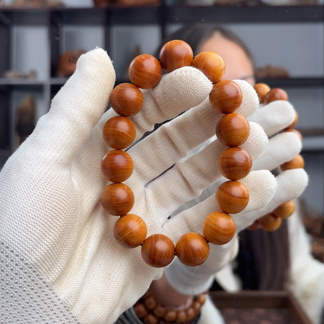 手串/手链柏木（崖柏） 红油蚕丝玉化1.5五灵脂料咸甜香27.5