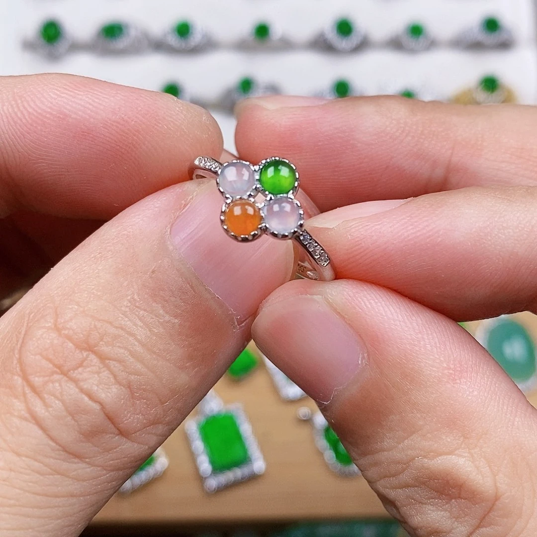 银S925镶嵌戒指翡翠戒指