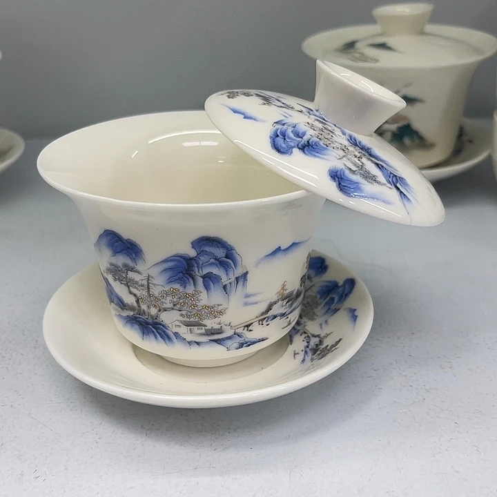 中号马蹄小桥流水盖碗