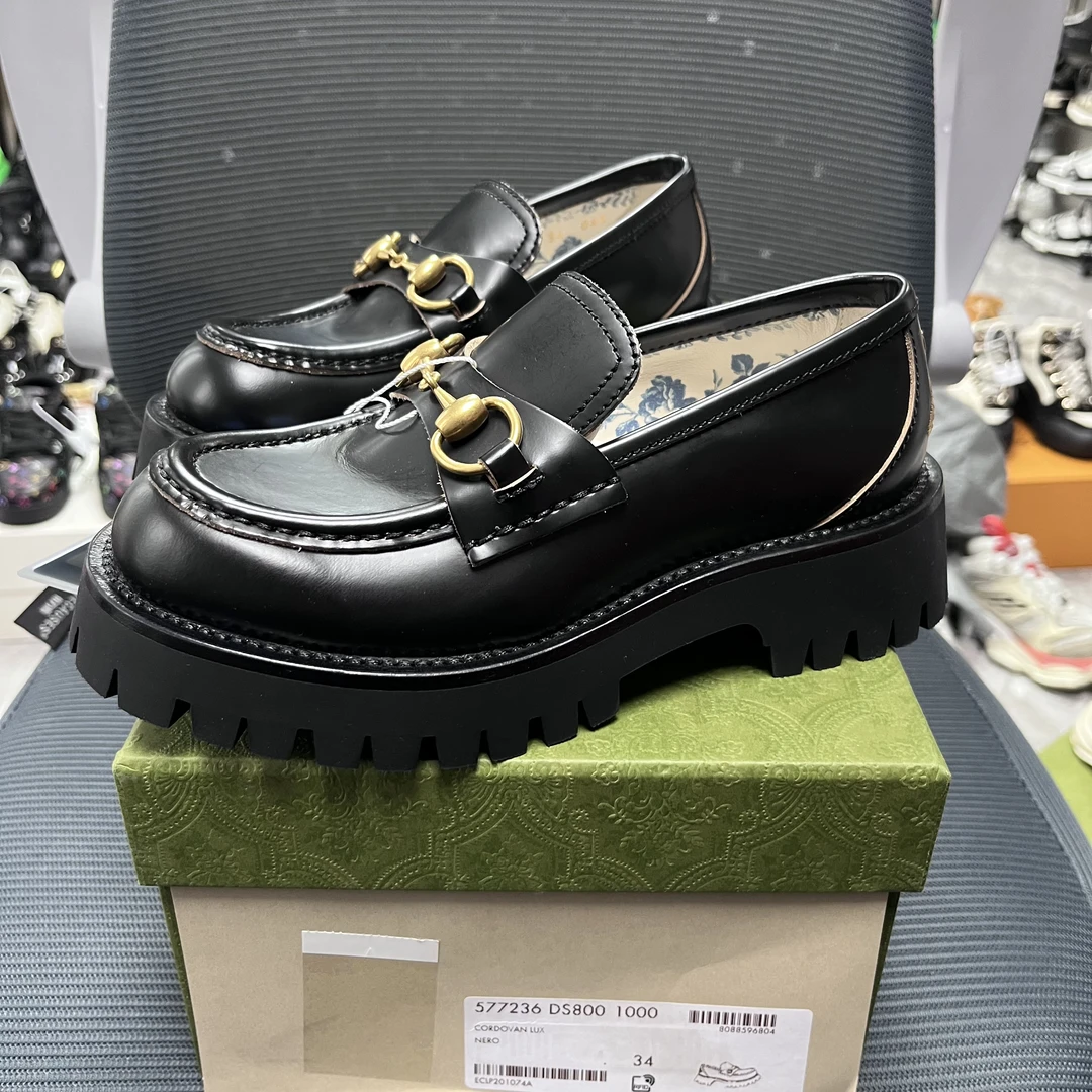 99新 GUCCI/古驰 仅试穿！原盒大全套配件！34码！厚底蜜蜂乐福鞋