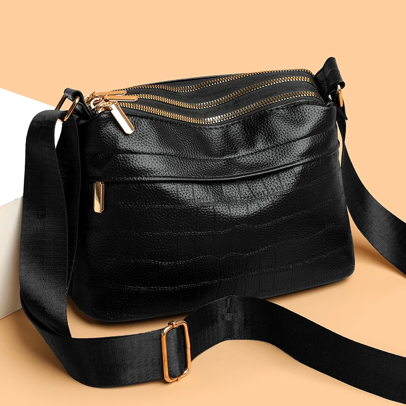 秋冬新款时尚中年大容量软皮妈妈包休闲百搭轻便压花单肩斜挎包包