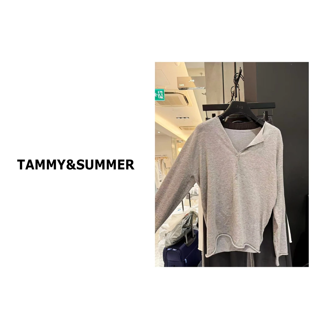 【Tammy&Summer】韩版时尚舒适感宽松显瘦百搭卷边长袖T恤上衣33018