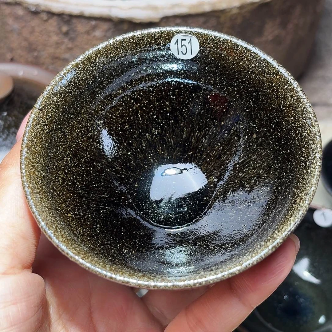 茶盏义兴龙窑建盏花，151微瑕