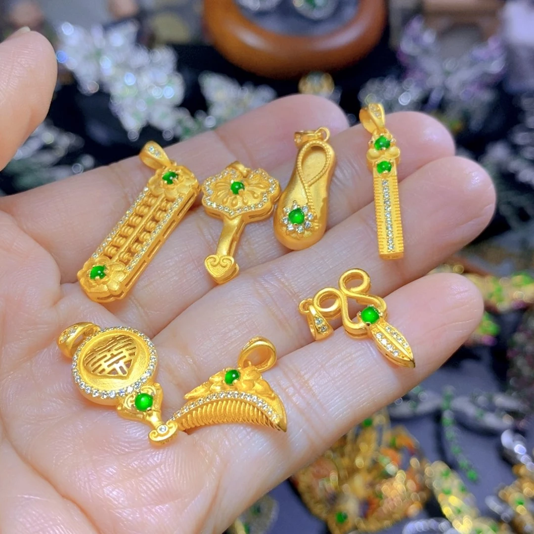 翡翠颈饰银S925镶嵌天然翡翠