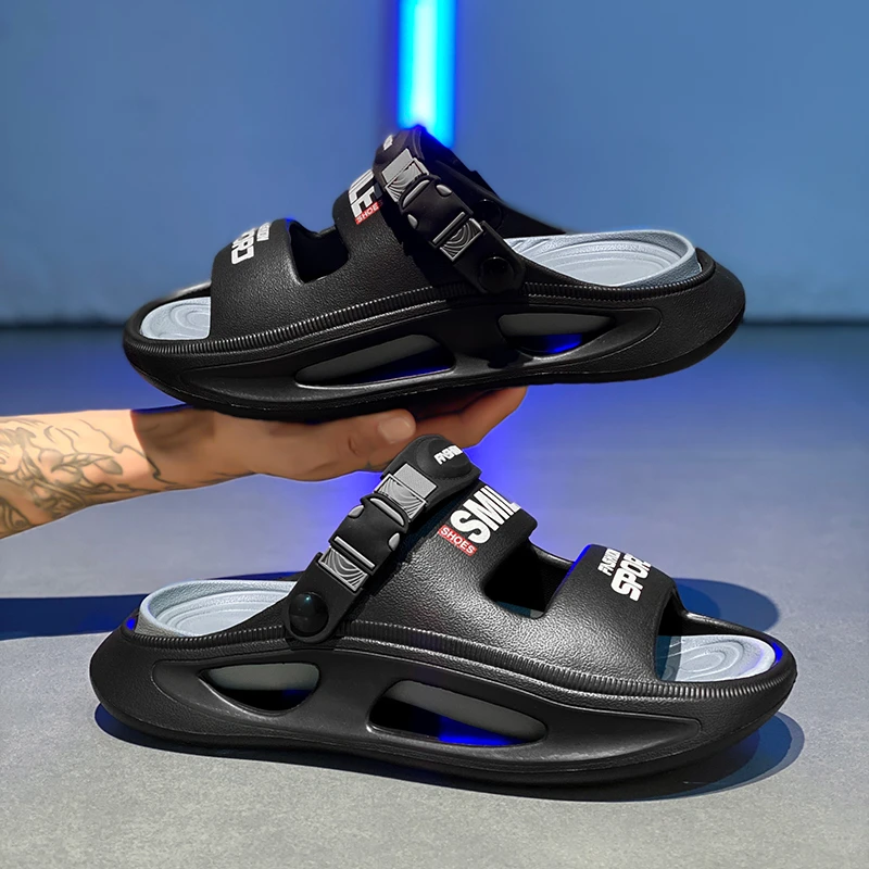 玛伦森夏季新款厚底防滑男拖鞋两穿凉拖外穿沙滩运动软底一字拖鞋