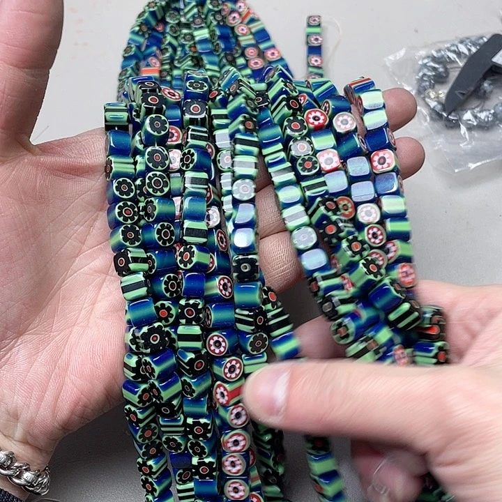 玛瑙/玉髓珠宝半成品合金一条8mm琉璃方糖