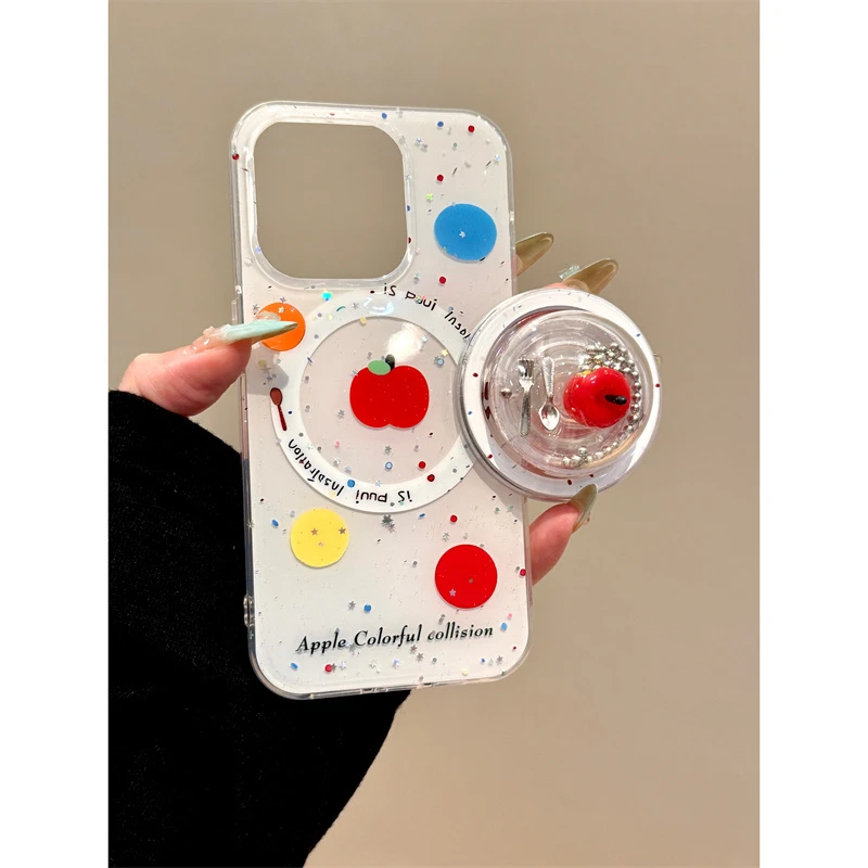 适用苹果iphone16promax星星钢珠15pro支架14ins摇摇13磁吸手机壳