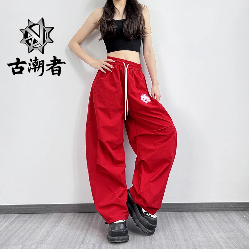 古潮者香蕉裤长裤高腰刺绣休闲裤阔腿裤休闲春夏练功裤卫裤