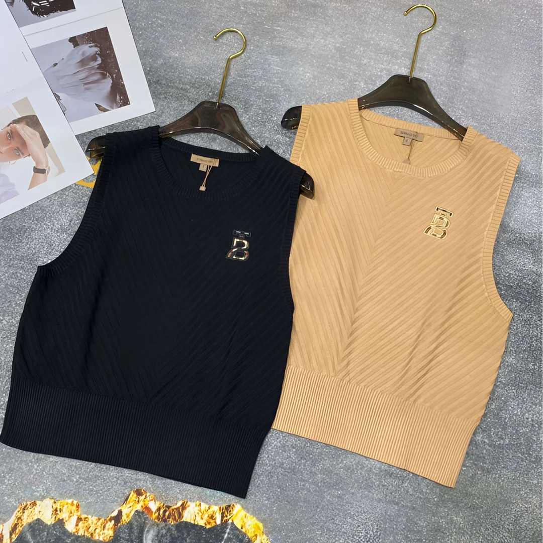 【港奢专属】高端天丝圆领马甲经典定制款刺绣斜纹针织马甲19110