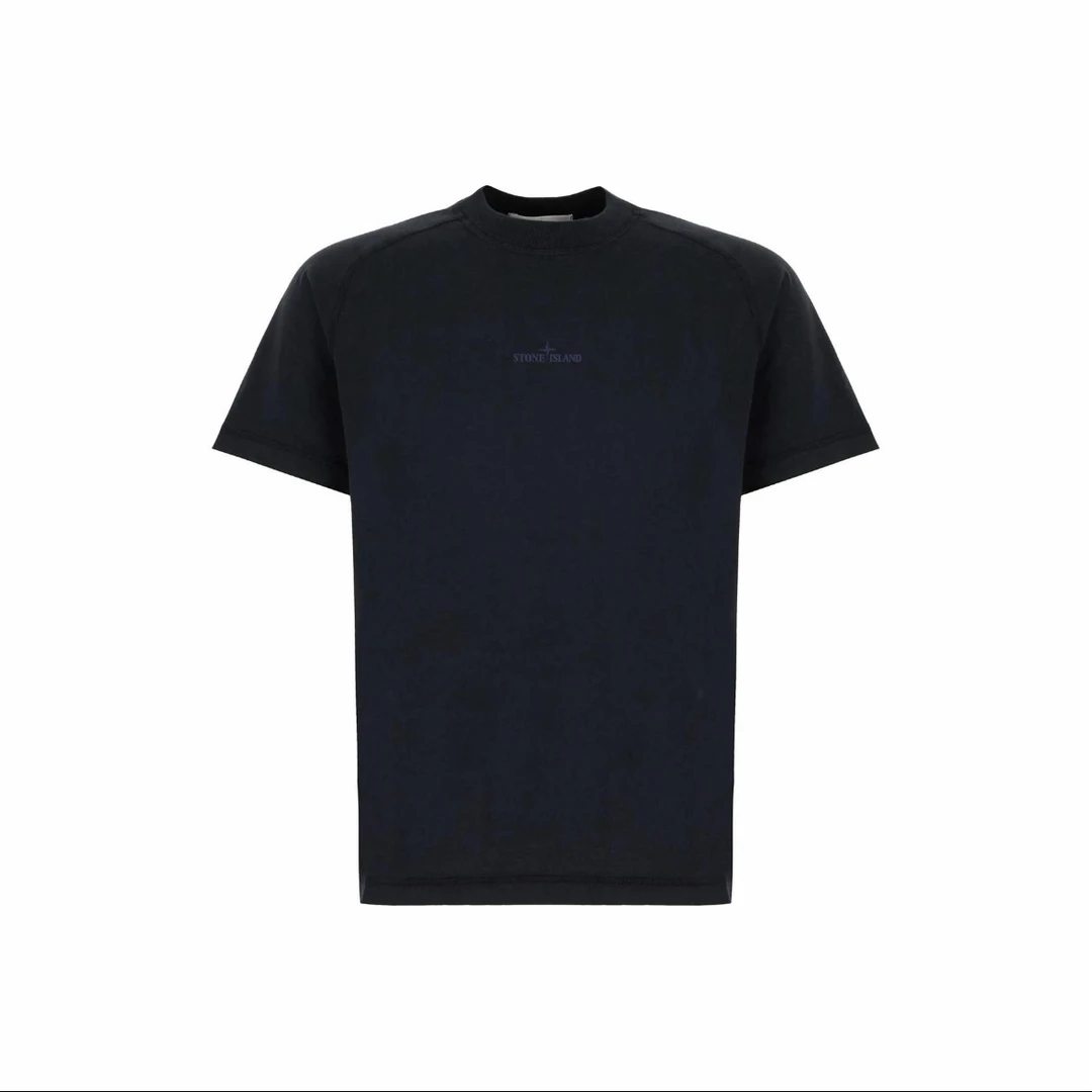 全新未使用 STONE ISLAND 石头岛 圆领徽标插肩短袖T恤男款海军蓝