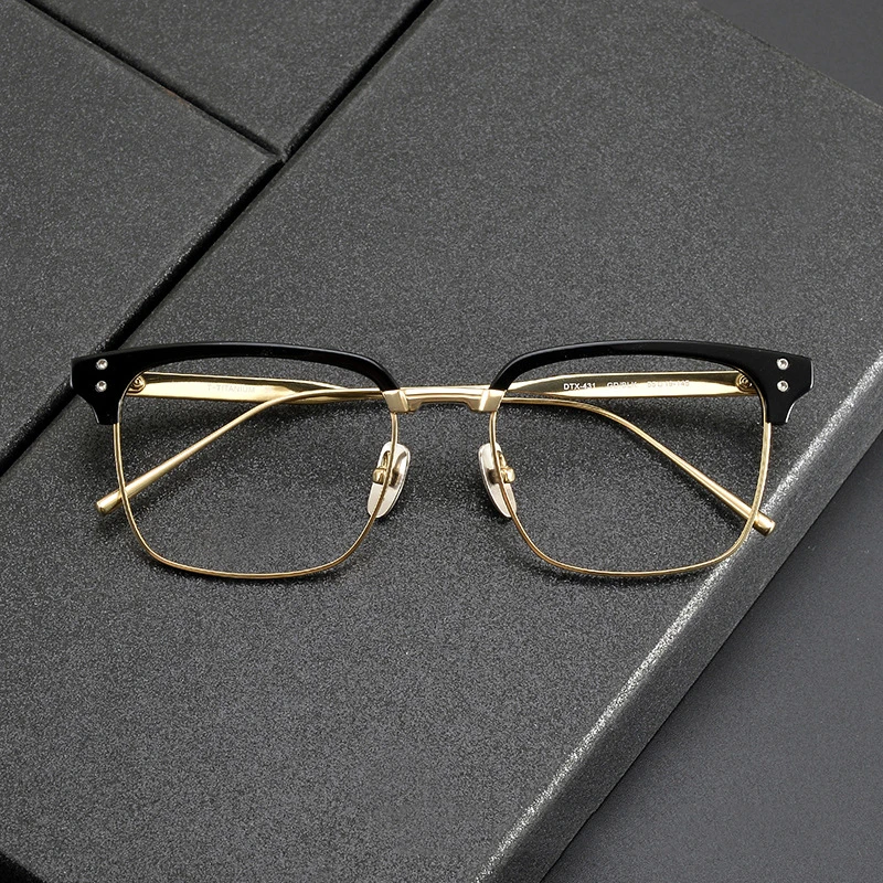 黑金手工极简金属眼镜DTX431钛架轻奢质感修饰脸型可配镜眼镜超轻