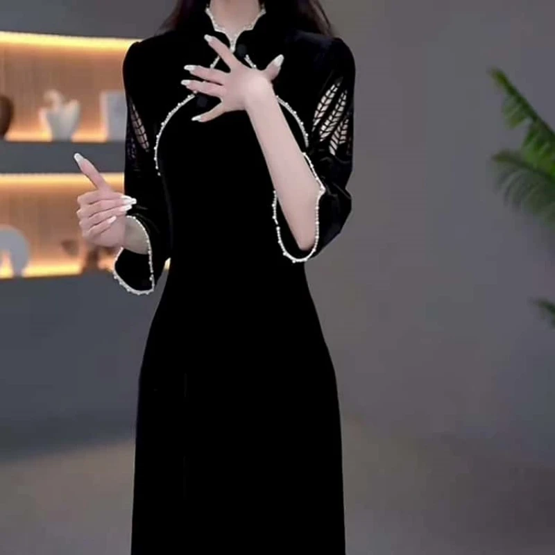 A469【连衣裙】2025早秋新款时尚小众高端轻奢显瘦中式优雅连衣裙