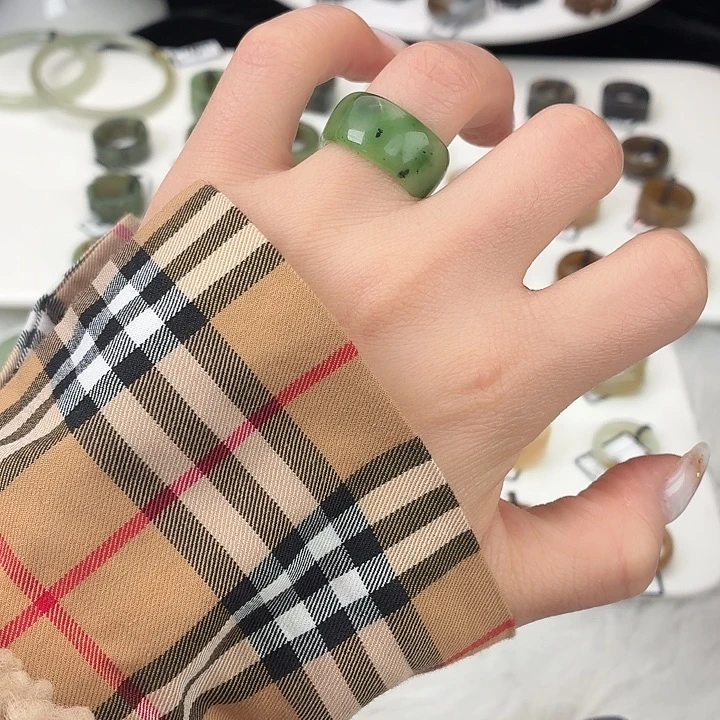 和田玉（糖玉）未镶嵌戒指G67碧玉轮胎17.3