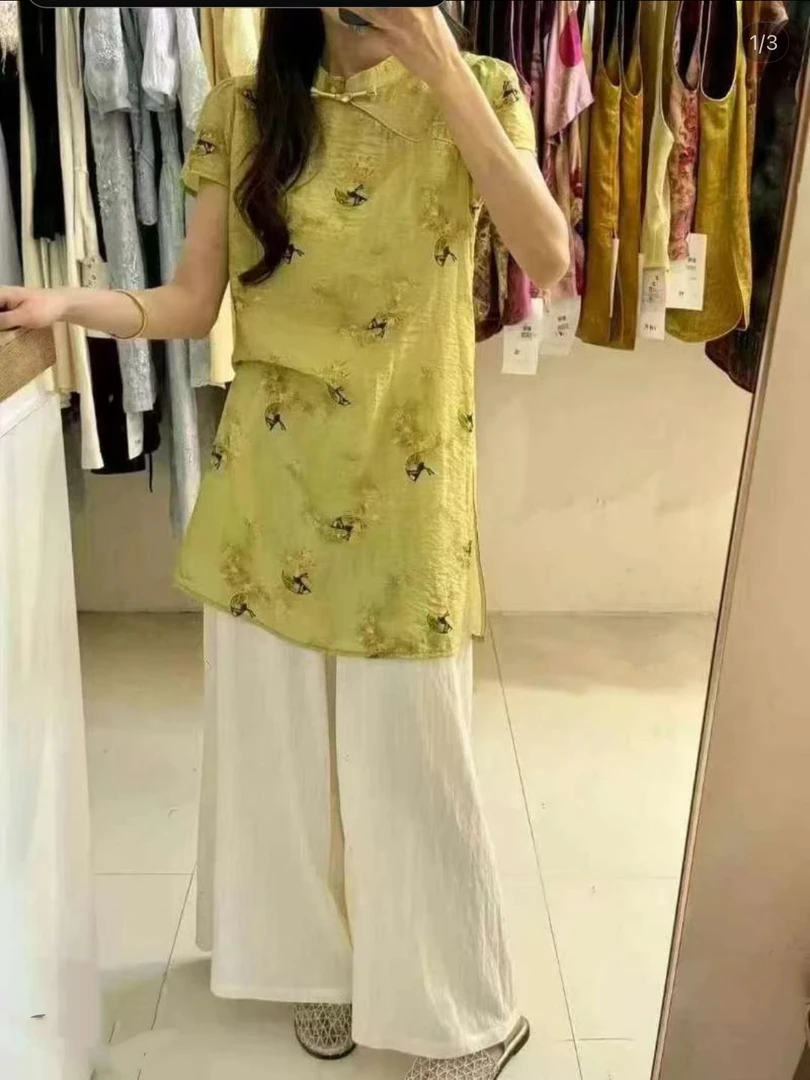 【微微推荐】2025夏季新中式小唐人清冷感改良旗袍小立领短袖上衣