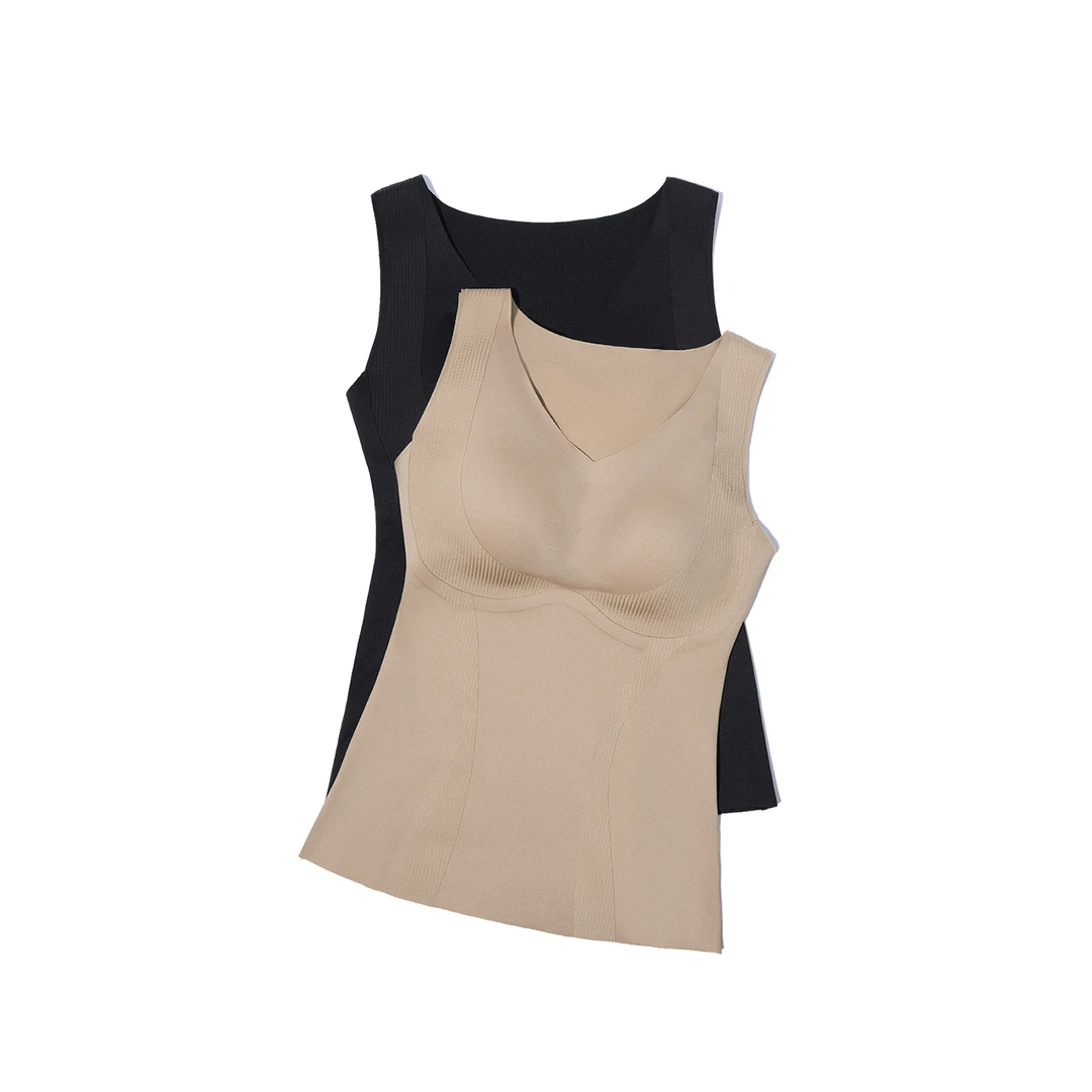 枫竺女装阿楠anan无痕保暖轻塑内衣秋冬打底薄绒带胸垫背心内搭