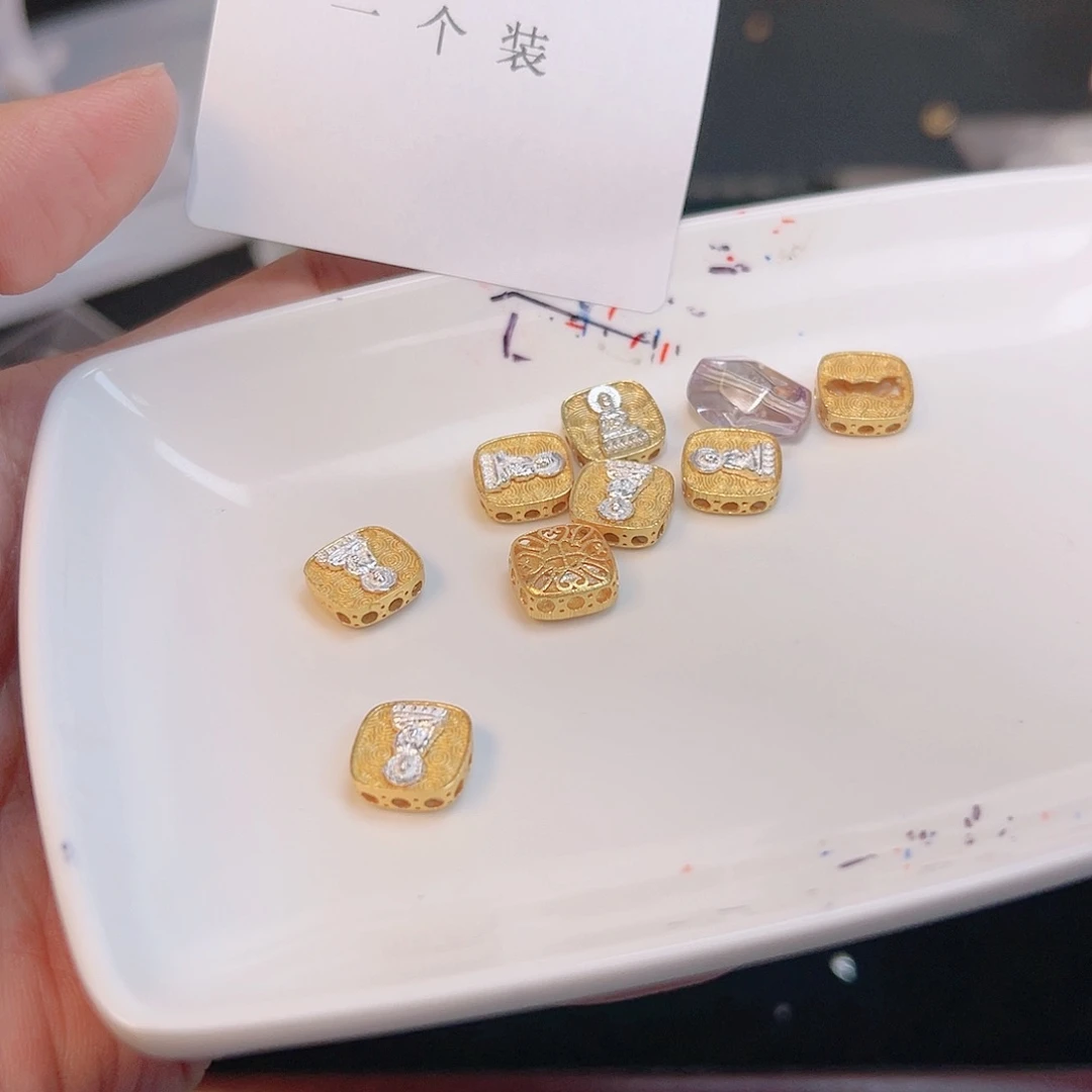 水晶珠宝半成品银S925镀金镶嵌215