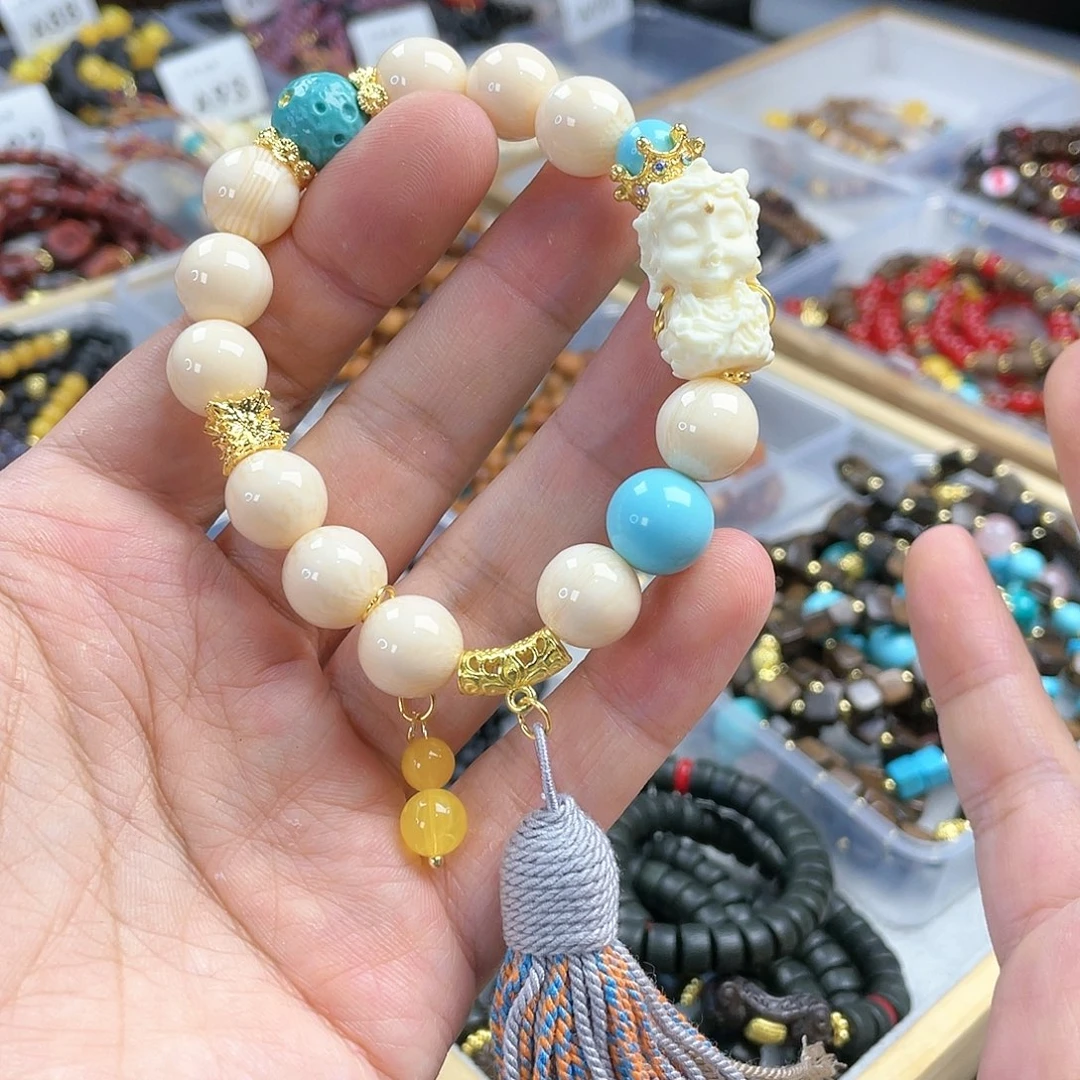 檀香木手串银S925镀金镶嵌