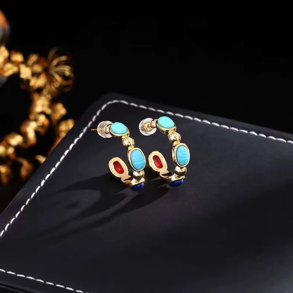 铜合金耳饰 《货号1859》拜 中古气质C圈百搭耳环时尚