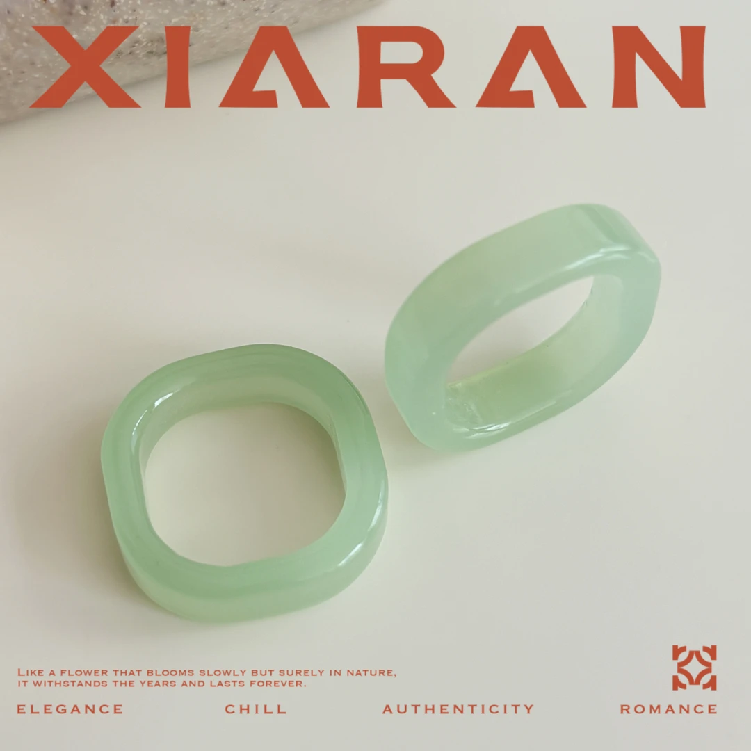 黄铜戒指  「琉璃」高级感清冷异形气质简约素圈古风方戒