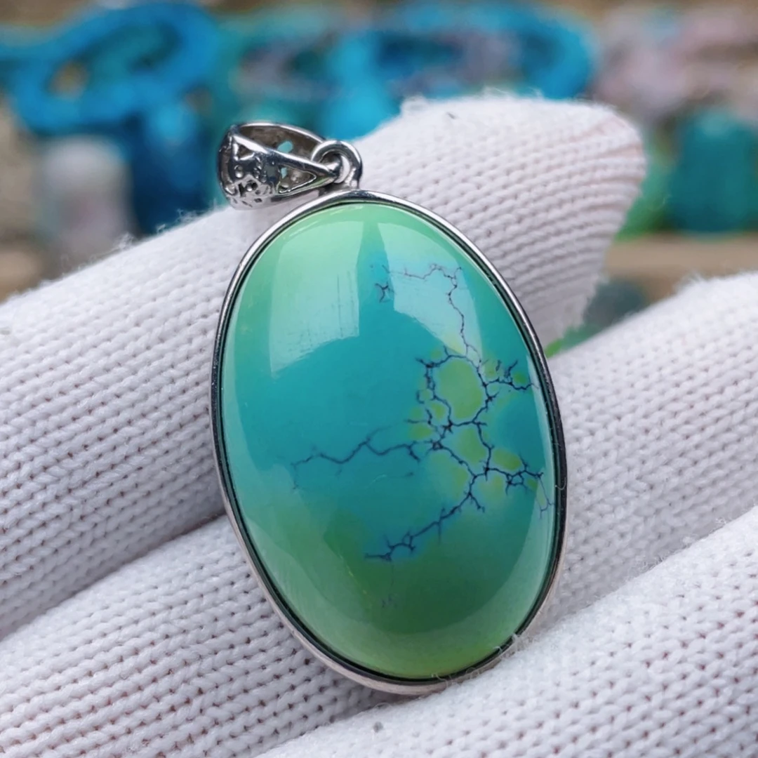 绿松石银S925镶嵌绿松石