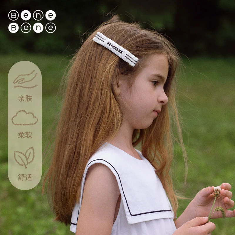 BeneBene25春夏新款女童设计师款ins复古韩系耐用Bene刺绣发夹